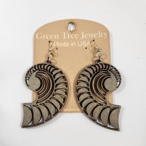 Green Tree Earrings Wooden USA